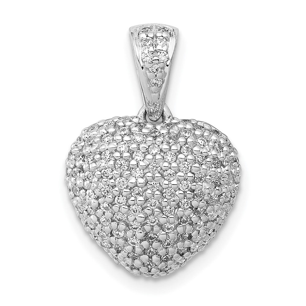 14k White Gold 3/8ct. Real Diamond Heart Pendant