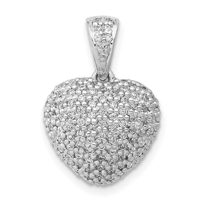 14k White Gold 3/8ct. Real Diamond Heart Pendant