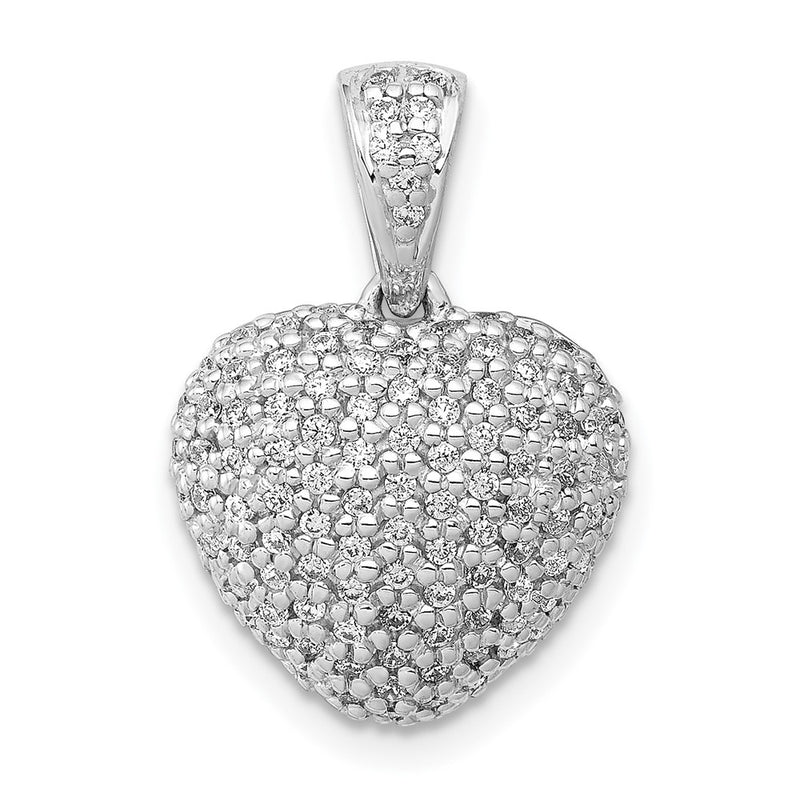 14k White Gold 3/8ct. Real Diamond Heart Pendant