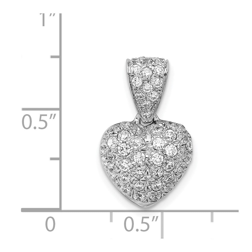 14k White Gold 3/4ct. Real Diamond Heart Pendant