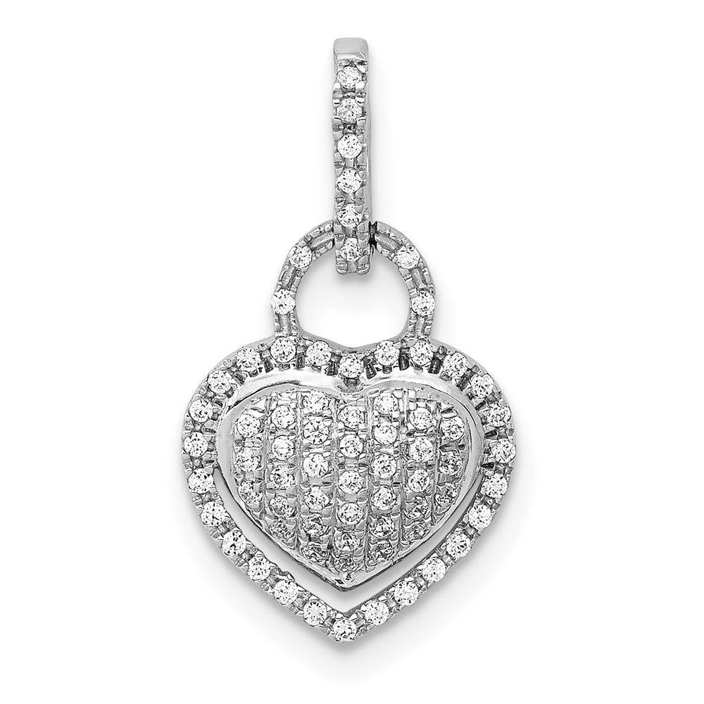 14k White Gold 1/5ct. Real Diamond Fancy Heart Pendant