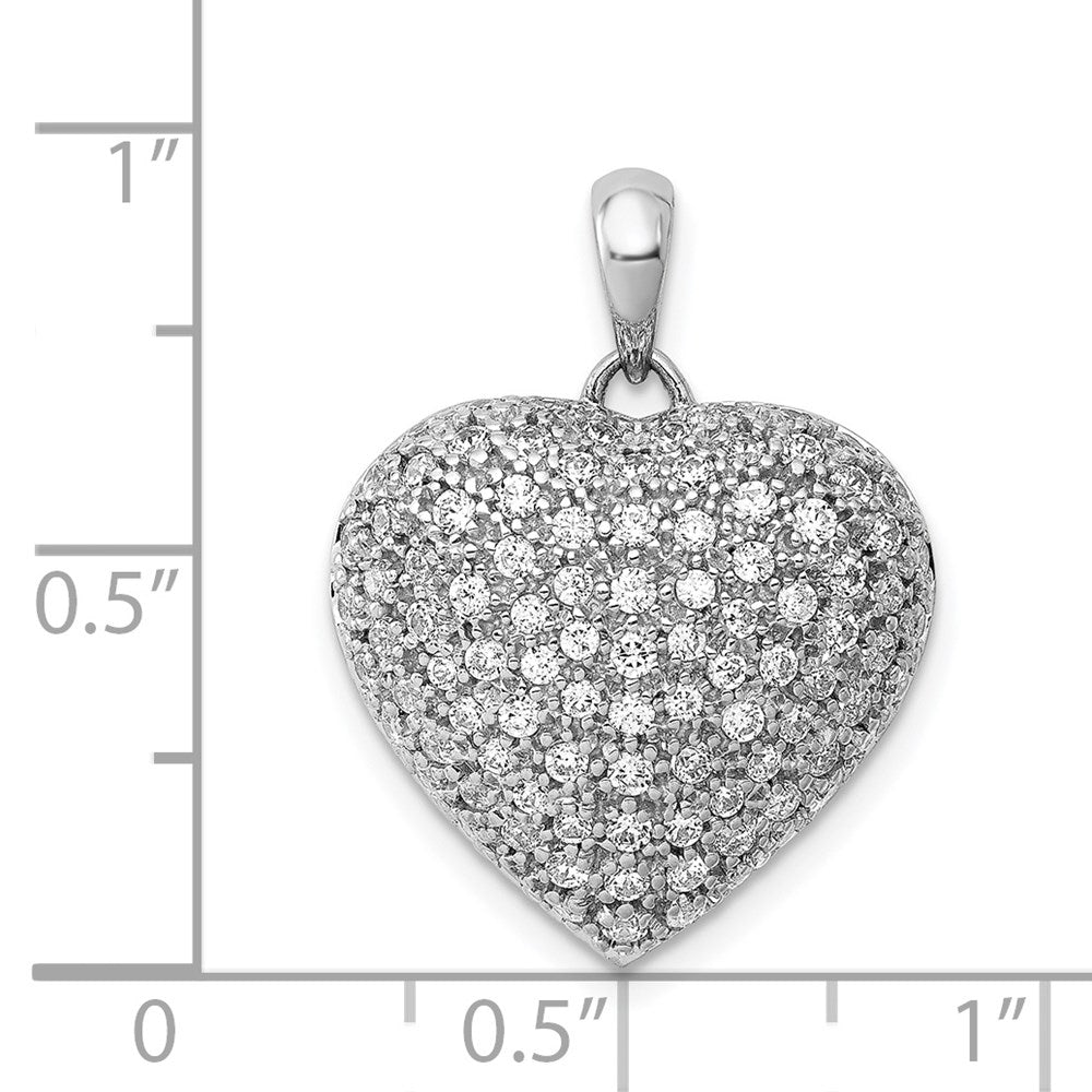 14k White Gold 1ct. Real Diamond Fancy Heart Pendant