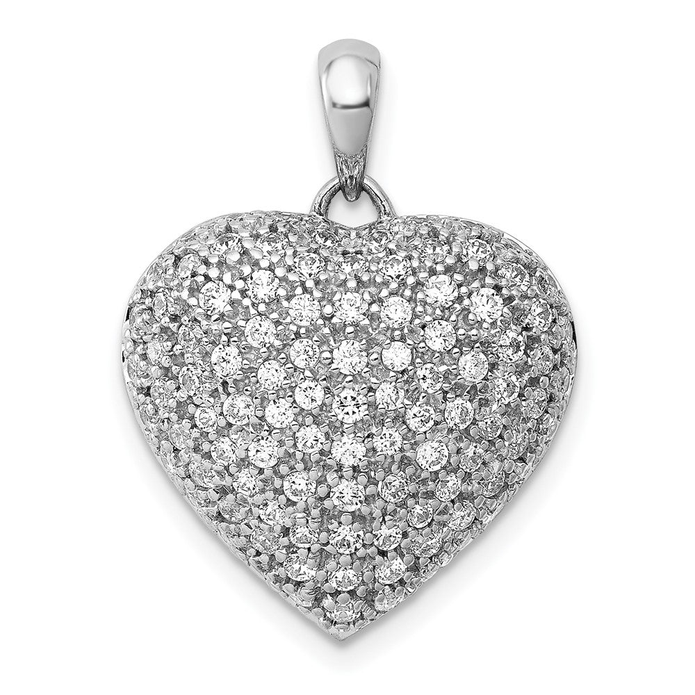 14k White Gold 1ct. Real Diamond Fancy Heart Pendant