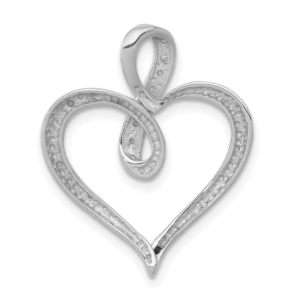 14k White Gold 1/20ct. Real Diamond Heart and Infinity Pendant