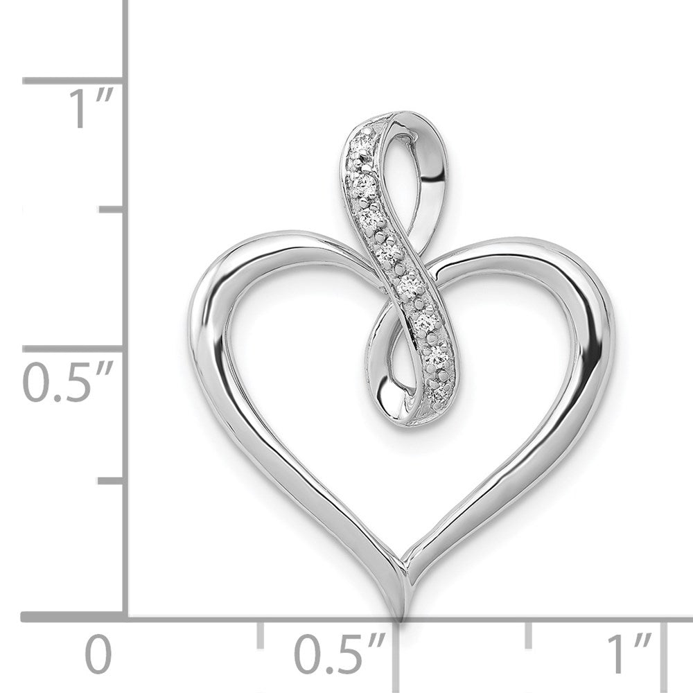 14k White Gold 1/20ct. Real Diamond Heart and Infinity Pendant