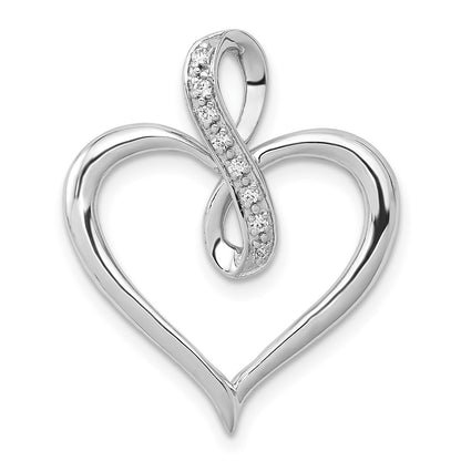 14k White Gold 1/20ct. Real Diamond Heart and Infinity Pendant