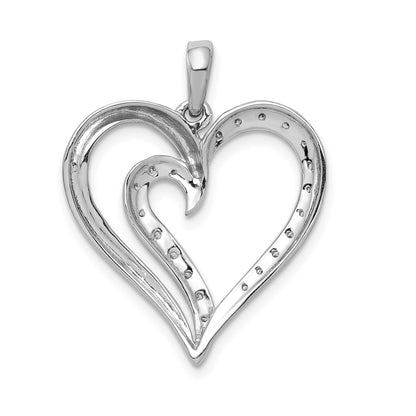 14k White Gold 1/10ct. Real Diamond Heart Pendant