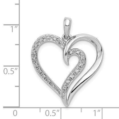 14k White Gold 1/10ct. Real Diamond Heart Pendant