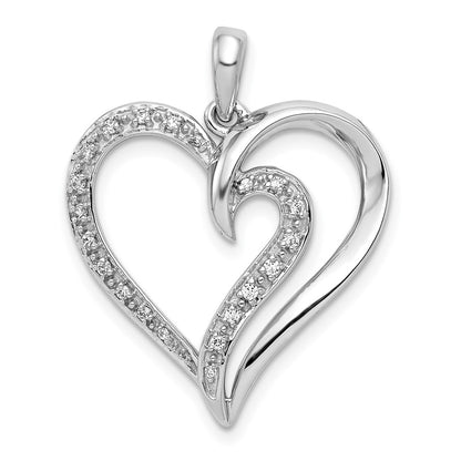 14k White Gold 1/10ct. Real Diamond Heart Pendant