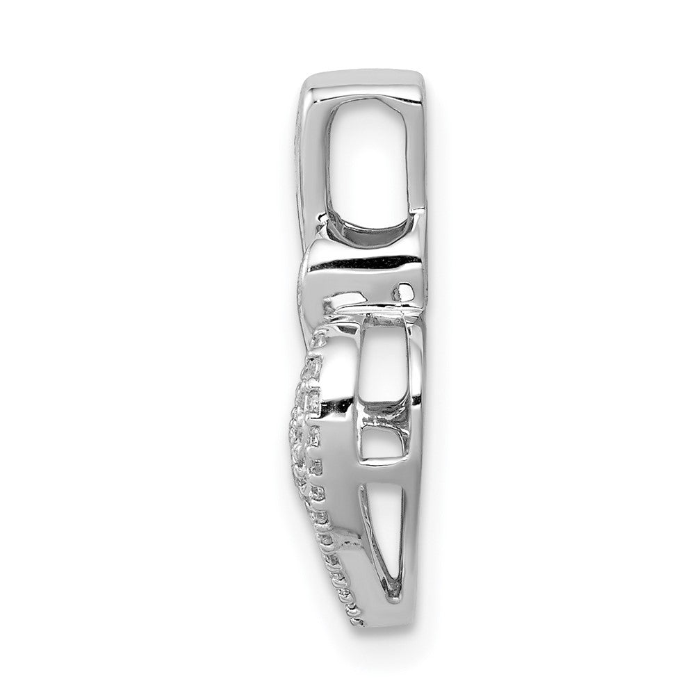 14k White Gold 1/5ct. Real Diamond Fancy Double Heart Chain Slide
