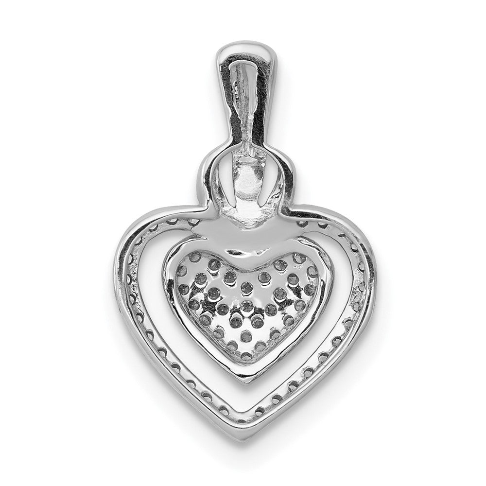 14k White Gold 1/5ct. Real Diamond Fancy Double Heart Chain Slide