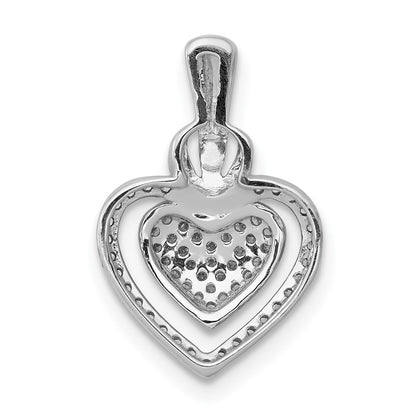 14k White Gold 1/5ct. Real Diamond Fancy Double Heart Chain Slide