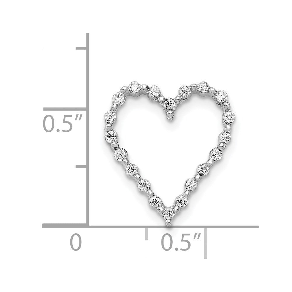 14k White Gold 1/5ct. Real Diamond Heart Chain Slide