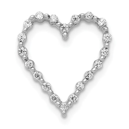 14k White Gold 1/5ct. Real Diamond Heart Chain Slide