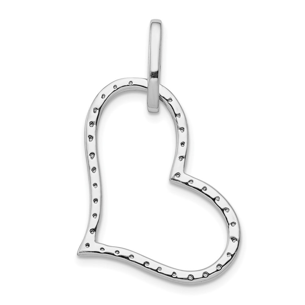 14k White Gold 1/6ct. Real Diamond Heart Pendant