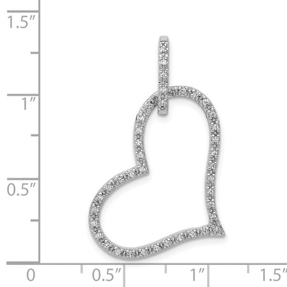 14k White Gold 1/6ct. Real Diamond Heart Pendant