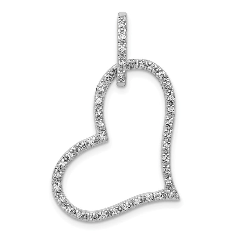 14k White Gold 1/6ct. Real Diamond Heart Pendant