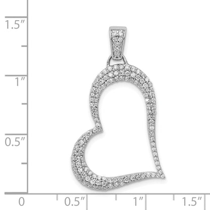 14k White Gold 1/2ct. Real Diamond Heart Pendant