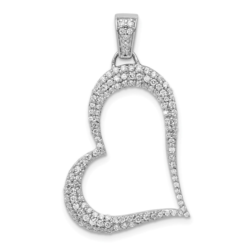 14k White Gold 1/2ct. Real Diamond Heart Pendant
