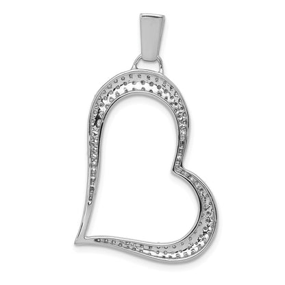 14k White Gold 5/8ct. Real Diamond Heart Pendant