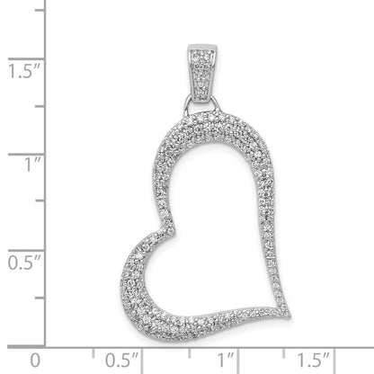 14k White Gold 5/8ct. Real Diamond Heart Pendant