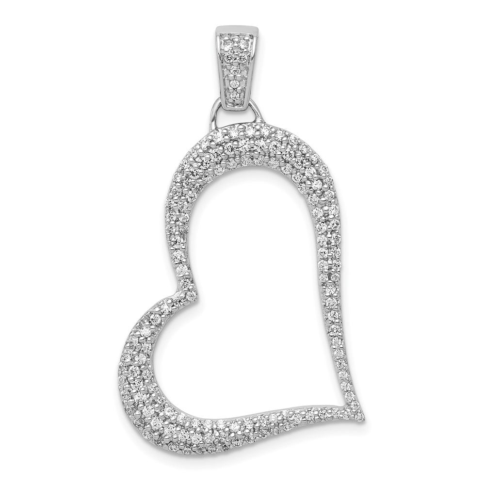14k White Gold 5/8ct. Real Diamond Heart Pendant