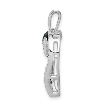 14k White Gold 1/20ct. Blue and White Real Diamond Heart Pendant