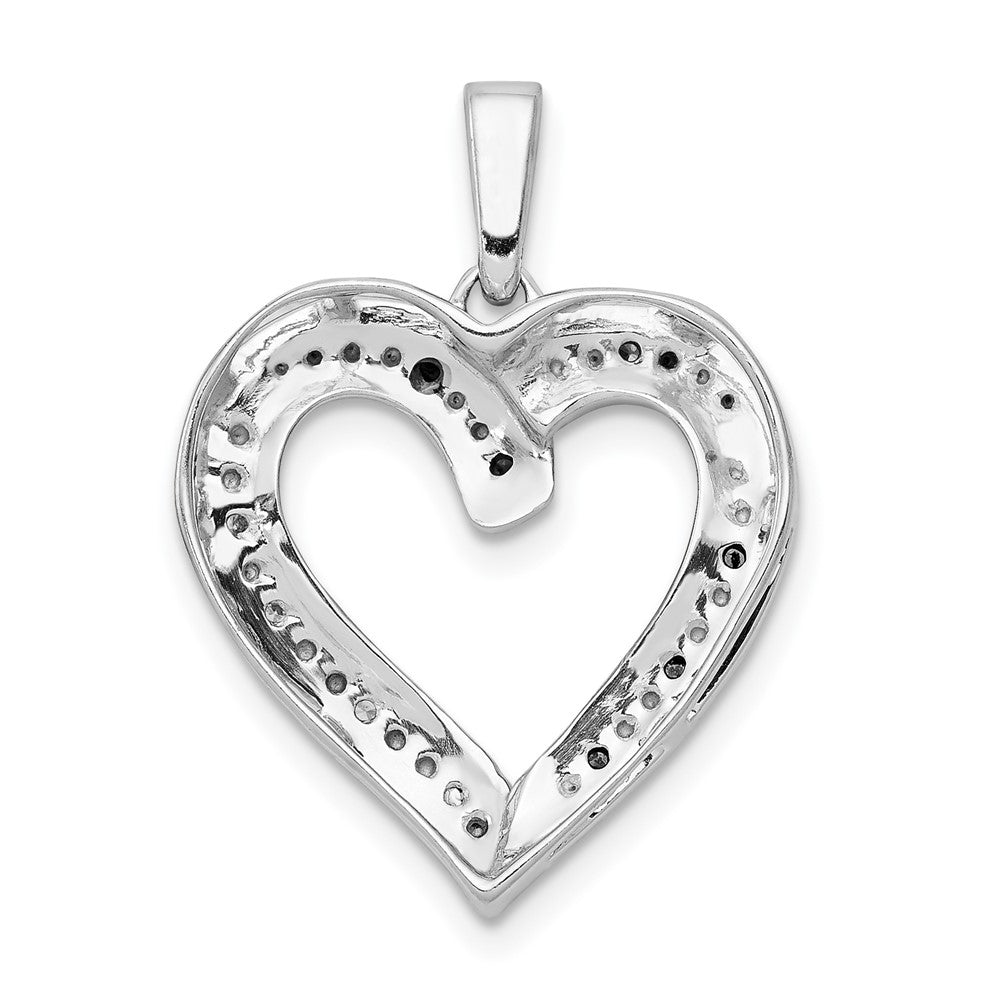14k White Gold 1/20ct. Blue and White Real Diamond Heart Pendant