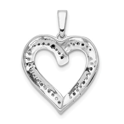 14k White Gold 1/20ct. Blue and White Real Diamond Heart Pendant