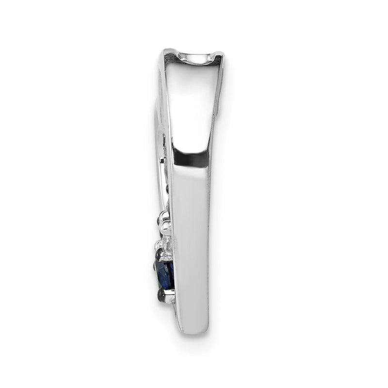 14k White Gold 1/4ct. Blue and White Real Diamond Heart Chain Slide