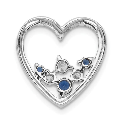 14k White Gold 1/4ct. Blue and White Real Diamond Heart Chain Slide