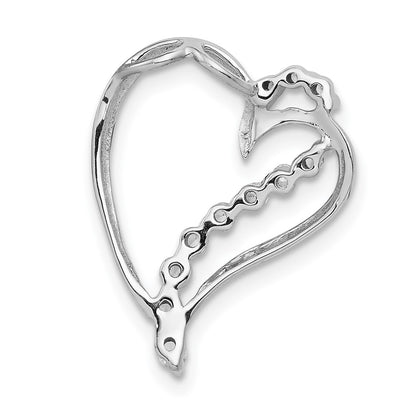 14k White Gold 1/6ct. Real Diamond Heart Chain Slide