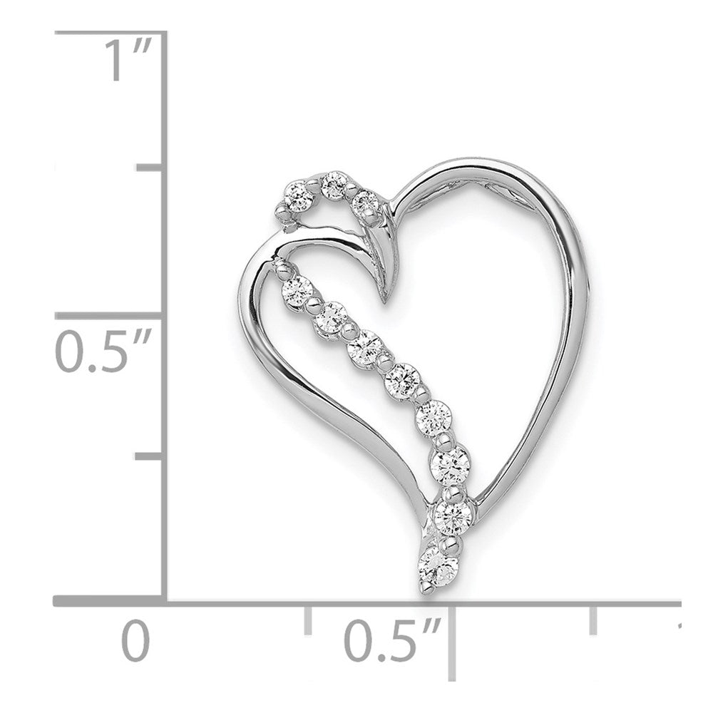 14k White Gold 1/6ct. Real Diamond Heart Chain Slide