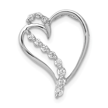 14k White Gold 1/6ct. Real Diamond Heart Chain Slide