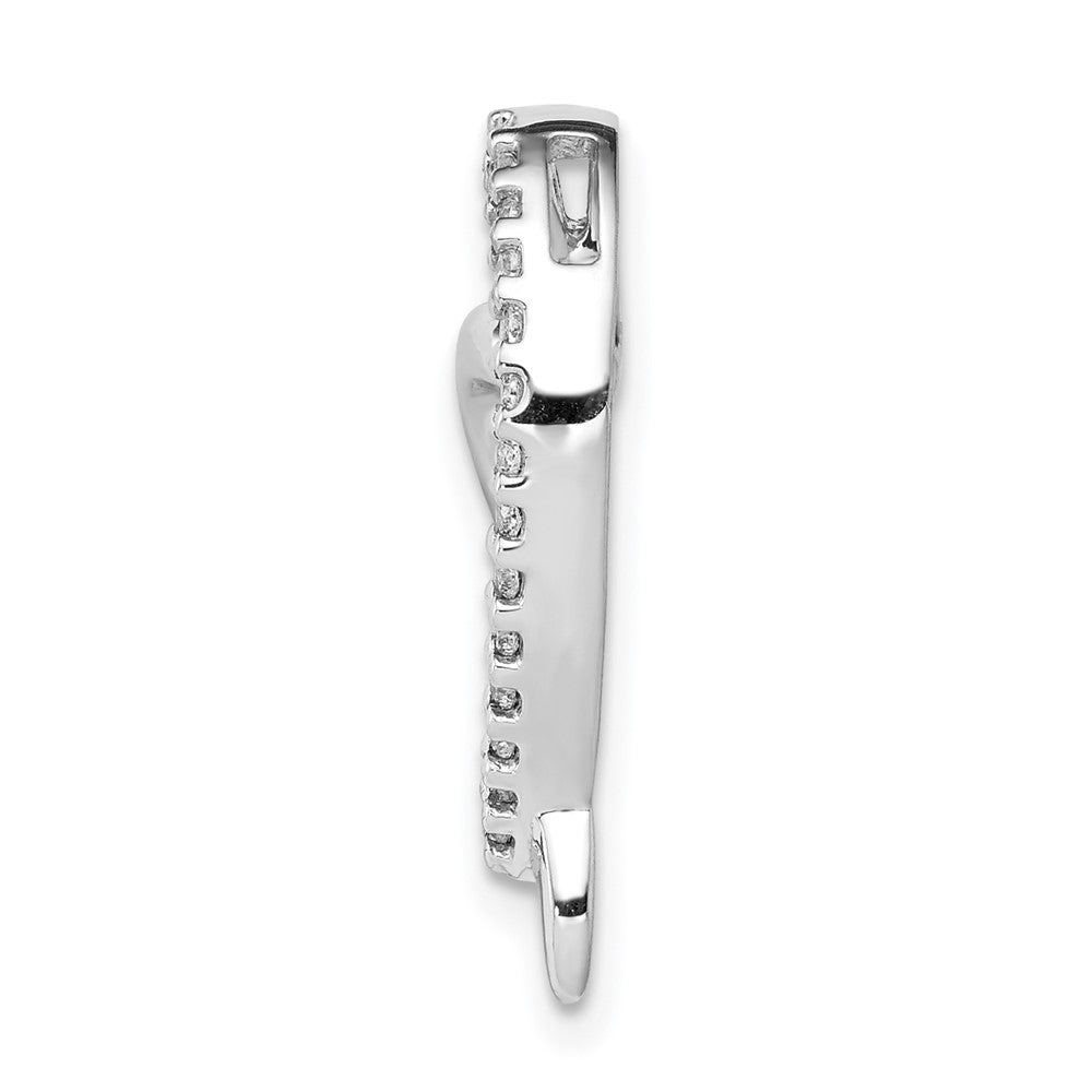 14k White Gold 1/10ct. Real Diamond Heart Chain Slide