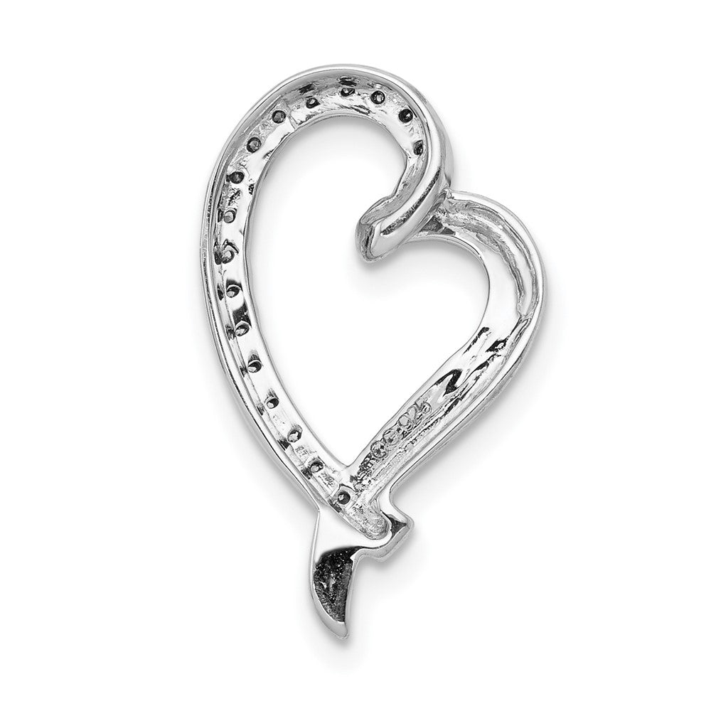 14k White Gold 1/10ct. Real Diamond Heart Chain Slide