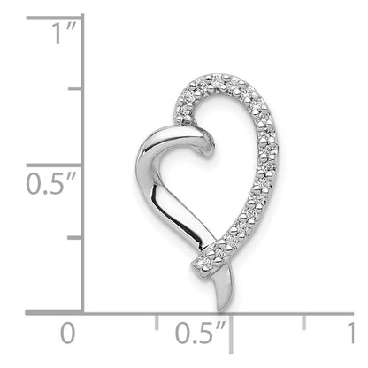 14k White Gold 1/10ct. Real Diamond Heart Chain Slide