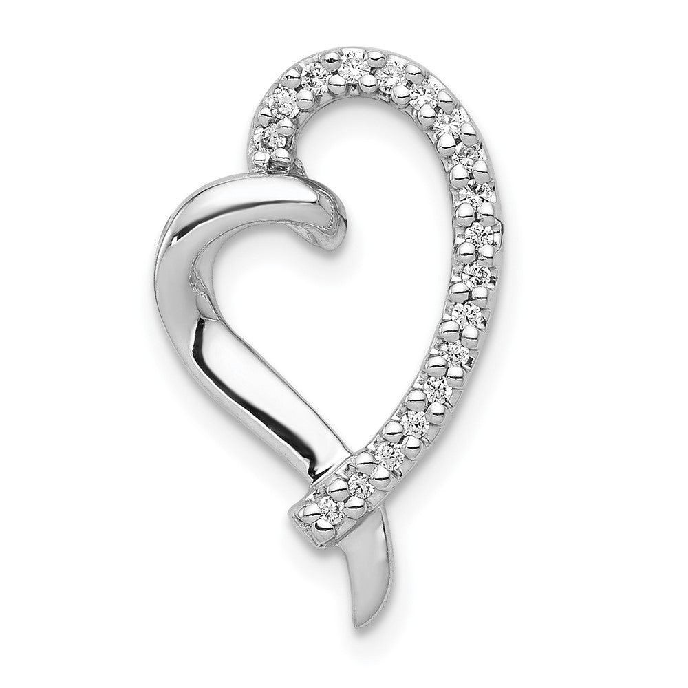 14k White Gold 1/10ct. Real Diamond Heart Chain Slide