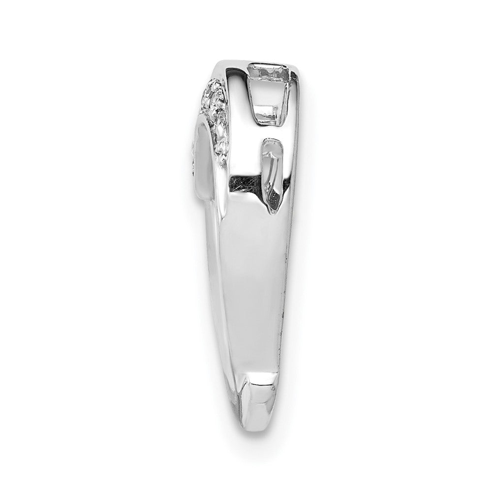 14k White Gold 1/15ct. Real Diamond Heart Chain Slide
