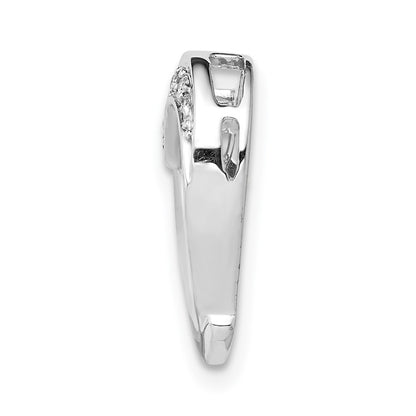 14k White Gold 1/15ct. Real Diamond Heart Chain Slide