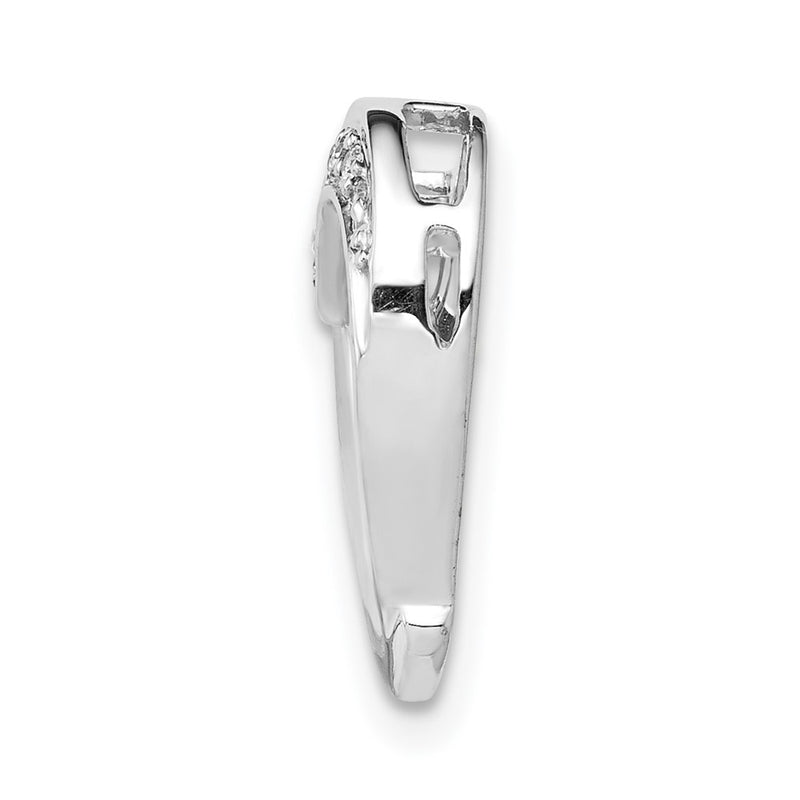 14k White Gold 1/15ct. Real Diamond Heart Chain Slide