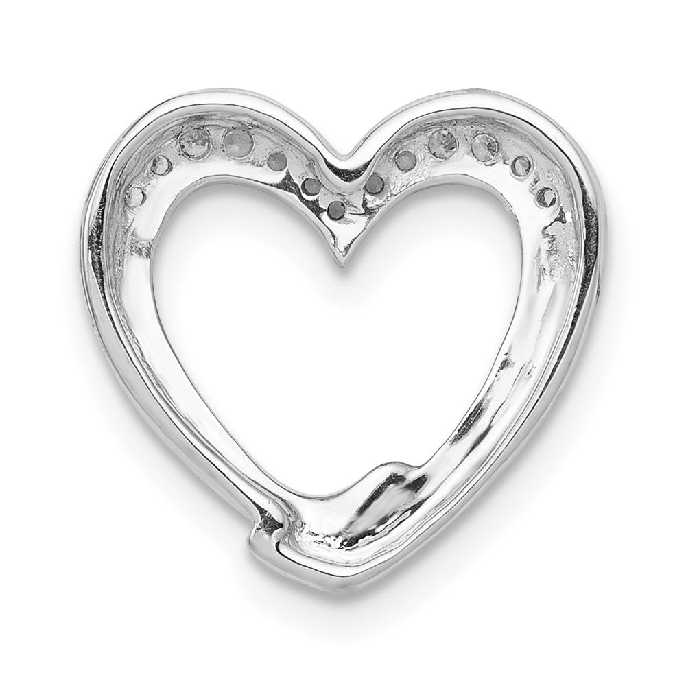 14k White Gold 1/15ct. Real Diamond Heart Chain Slide