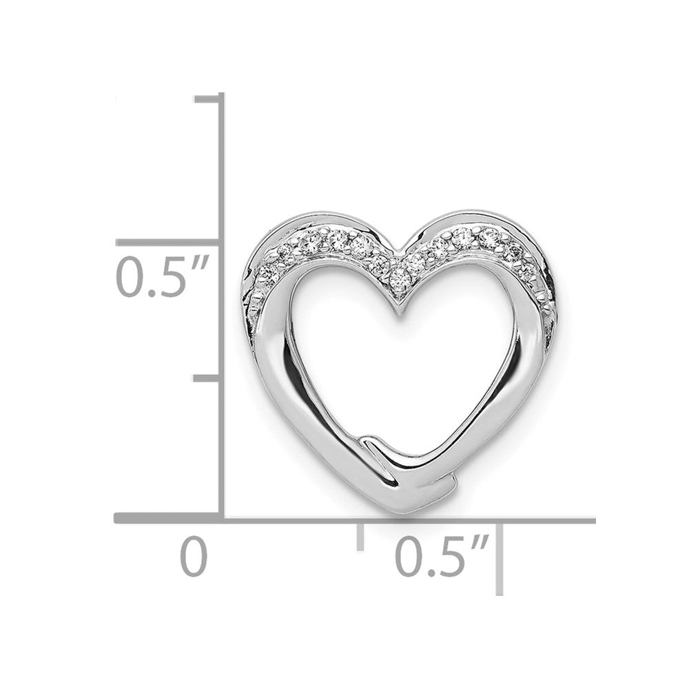 14k White Gold 1/15ct. Real Diamond Heart Chain Slide