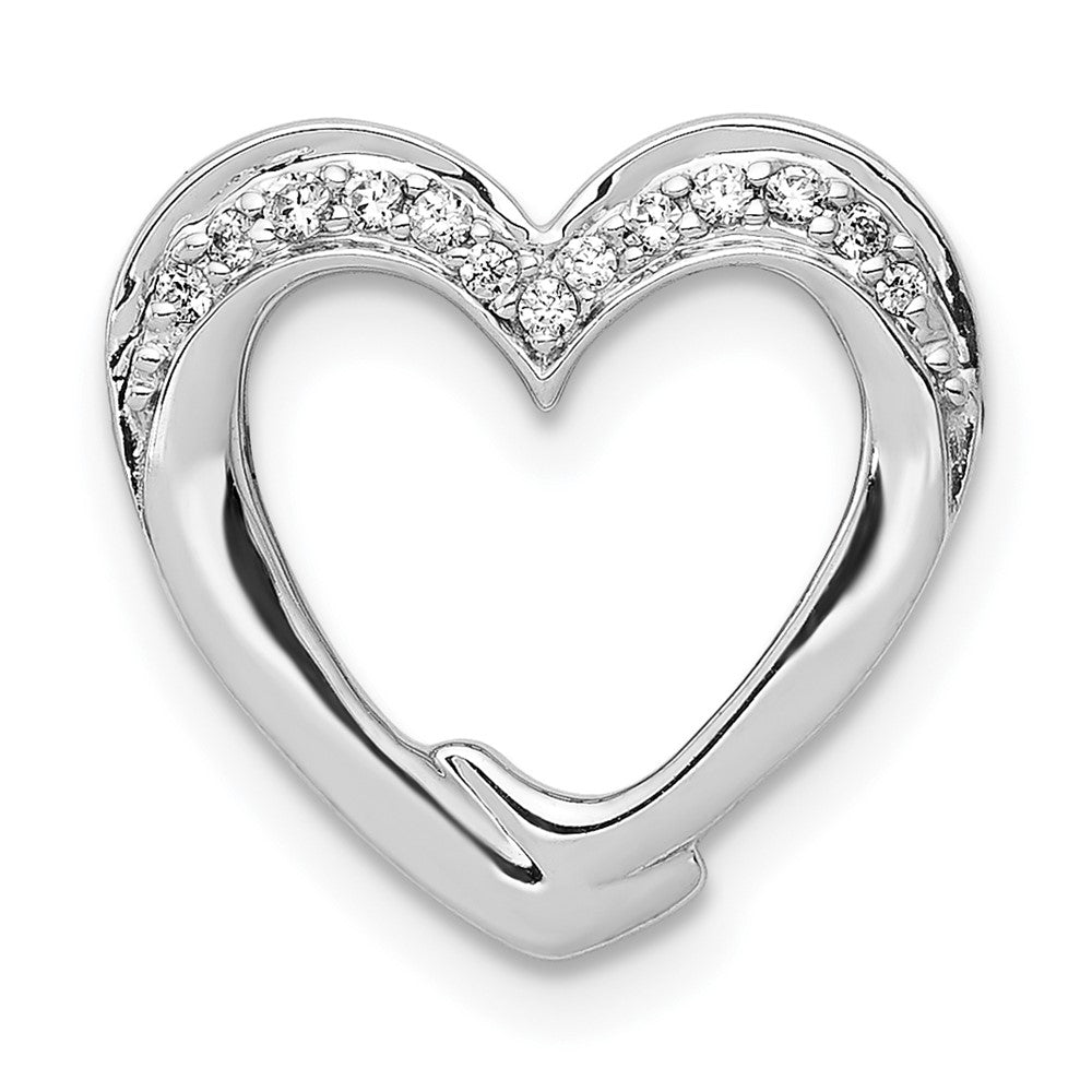 14k White Gold 1/15ct. Real Diamond Heart Chain Slide