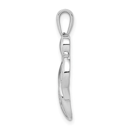 14k White Gold Real Diamond MOM Heart Pendant