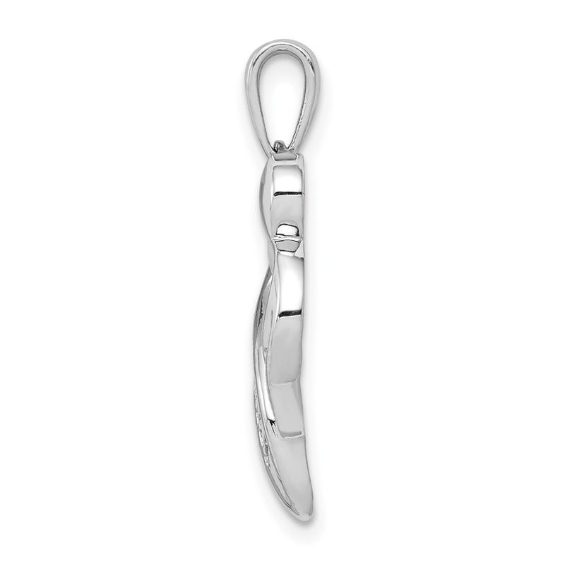 14k White Gold Real Diamond MOM Heart Pendant