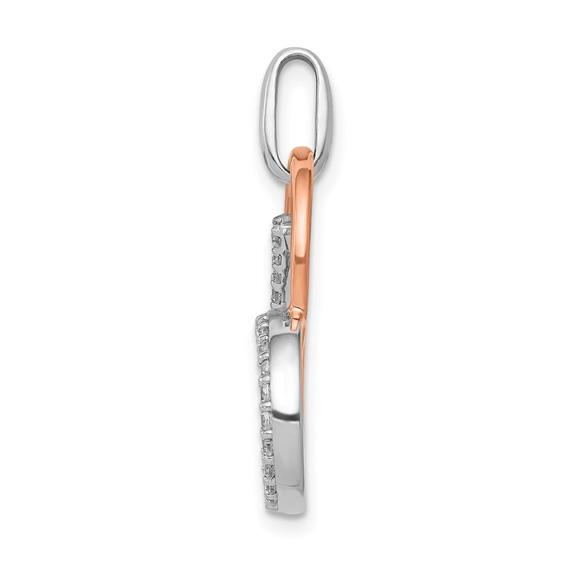 14k White and Rose Gold 1/4ct. Real Diamond Heart Pendant
