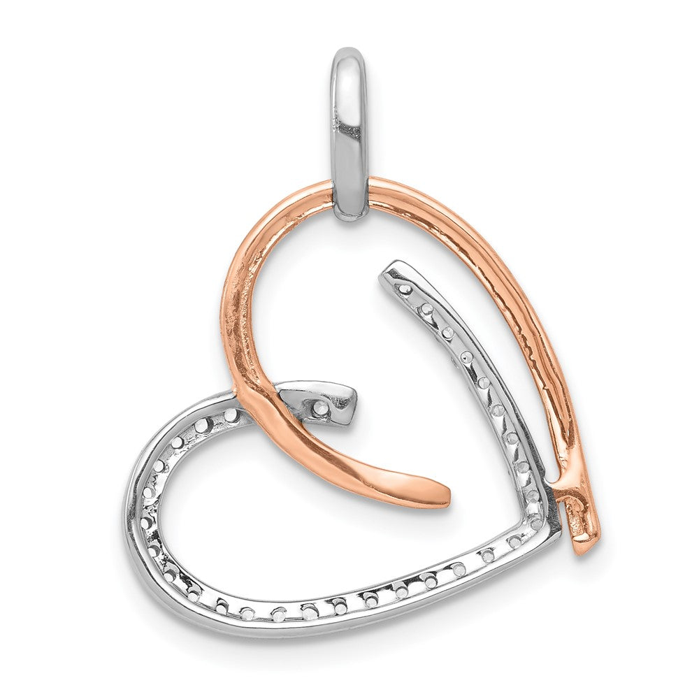 14k White and Rose Gold 1/4ct. Real Diamond Heart Pendant