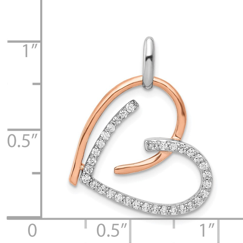 14k White and Rose Gold 1/4ct. Real Diamond Heart Pendant