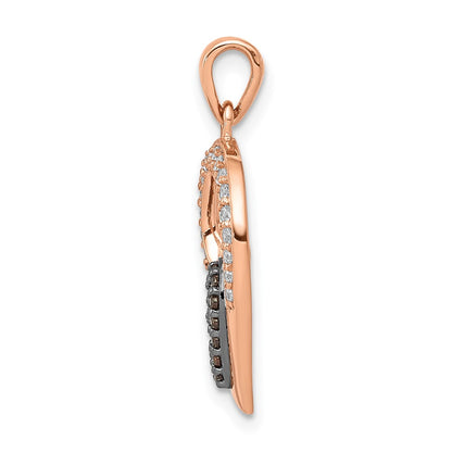 14k Rose Gold Champagne and White Real Diamond Hearts Pendant